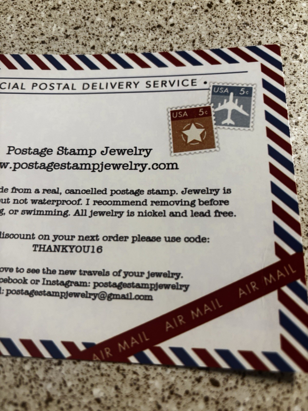 Postage Stamp Jewelry: Pink, Blue And White Earrings