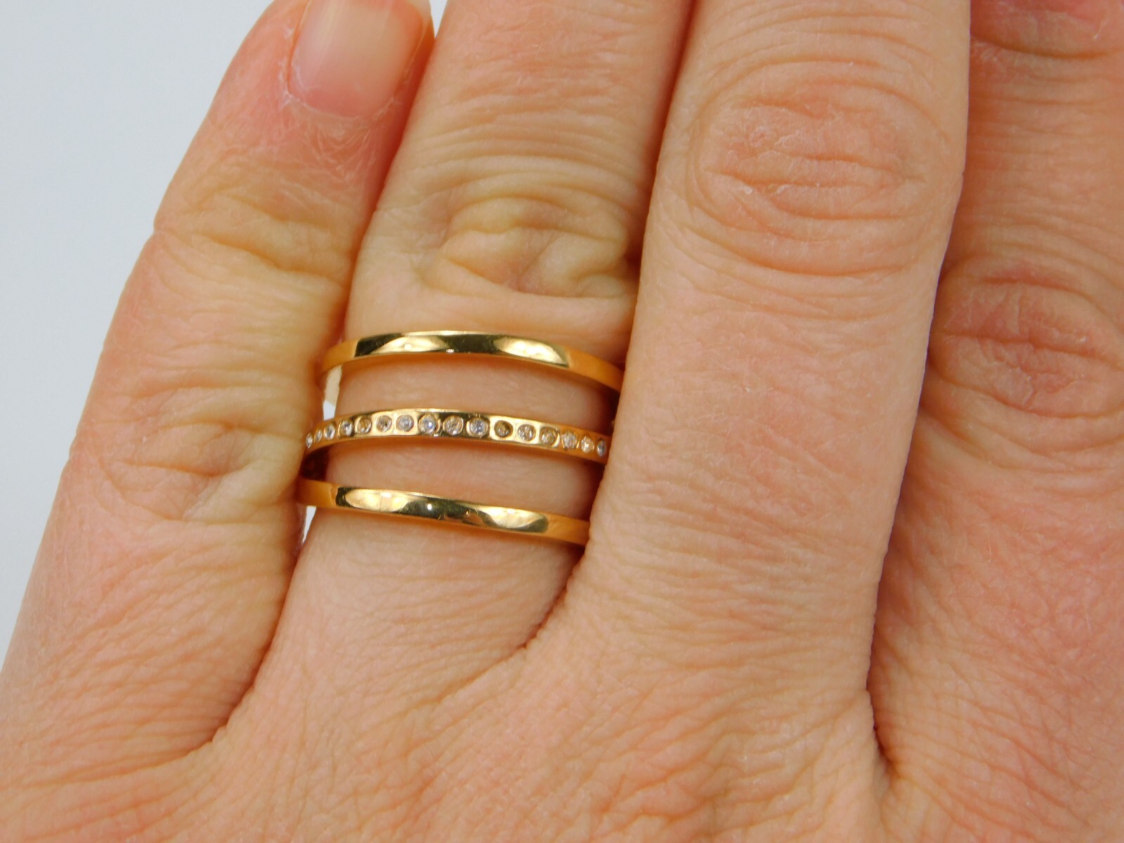 Vita Fede Italy Gold Tone Pave Crystal Ring Size 6 Designer