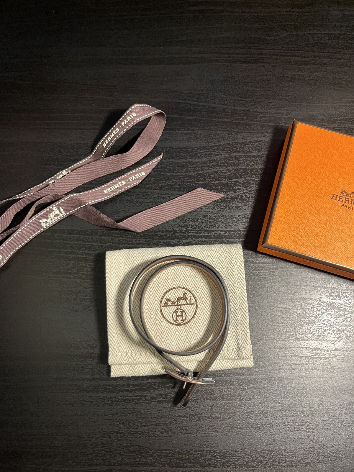 HERMES Behapi Double Tour Black/Brown Leather Bracelet(SEE DESCRIPTION) (OFFER!)