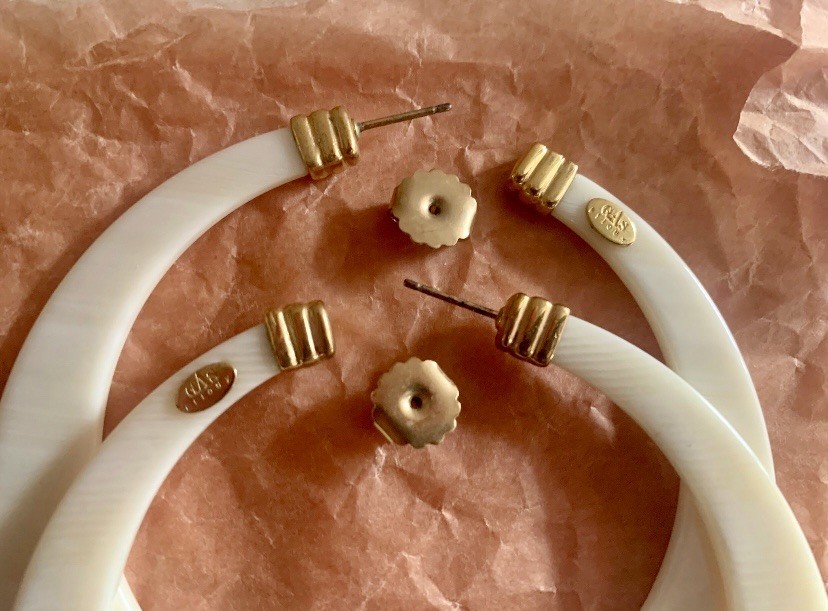 GAS BIJOUX LODGE EARRINGS in Ivory Large Hoops Made In France New