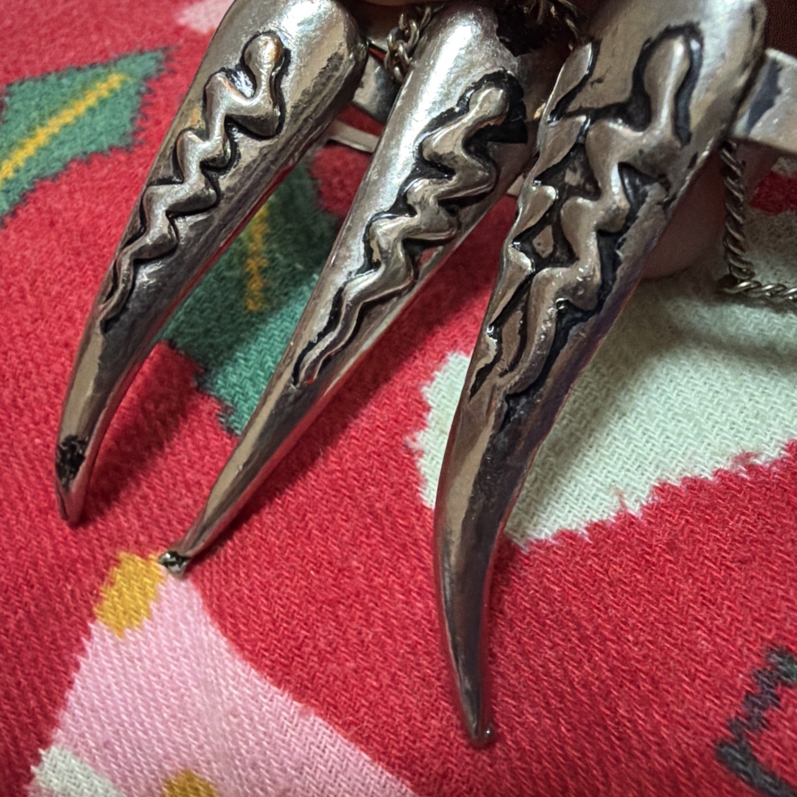 VTG Gothic Gargoyle Hand Harness Slave Bracelet 3 Ring Chain Medieval Cosplay