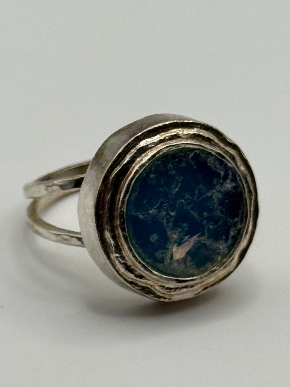 Luli Hamersztein Sterling Silver Roman Glass Ring Size 7