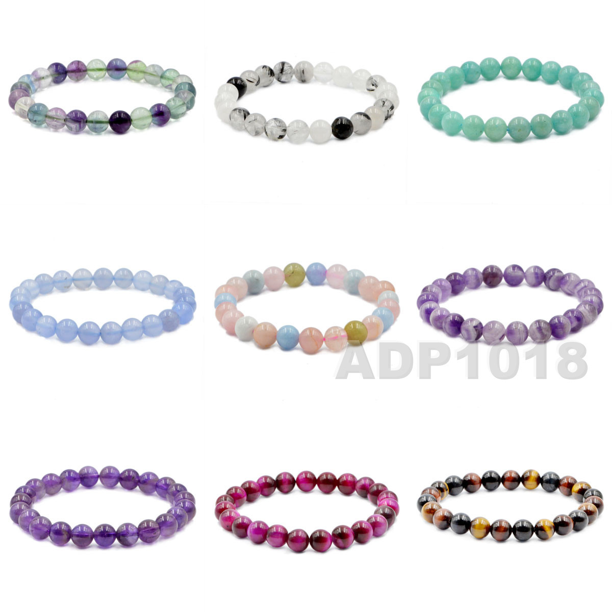 8mm Grade A Gemstone Semi Precious Round Beads Stretch Bracelet 7“ Unisex