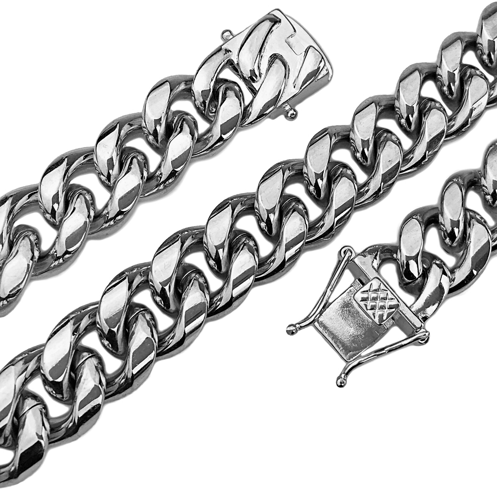 Mens 18″ In Choker Chain Stainless Steel 14MM Cuban Link Heavy Hip Hop Necklace