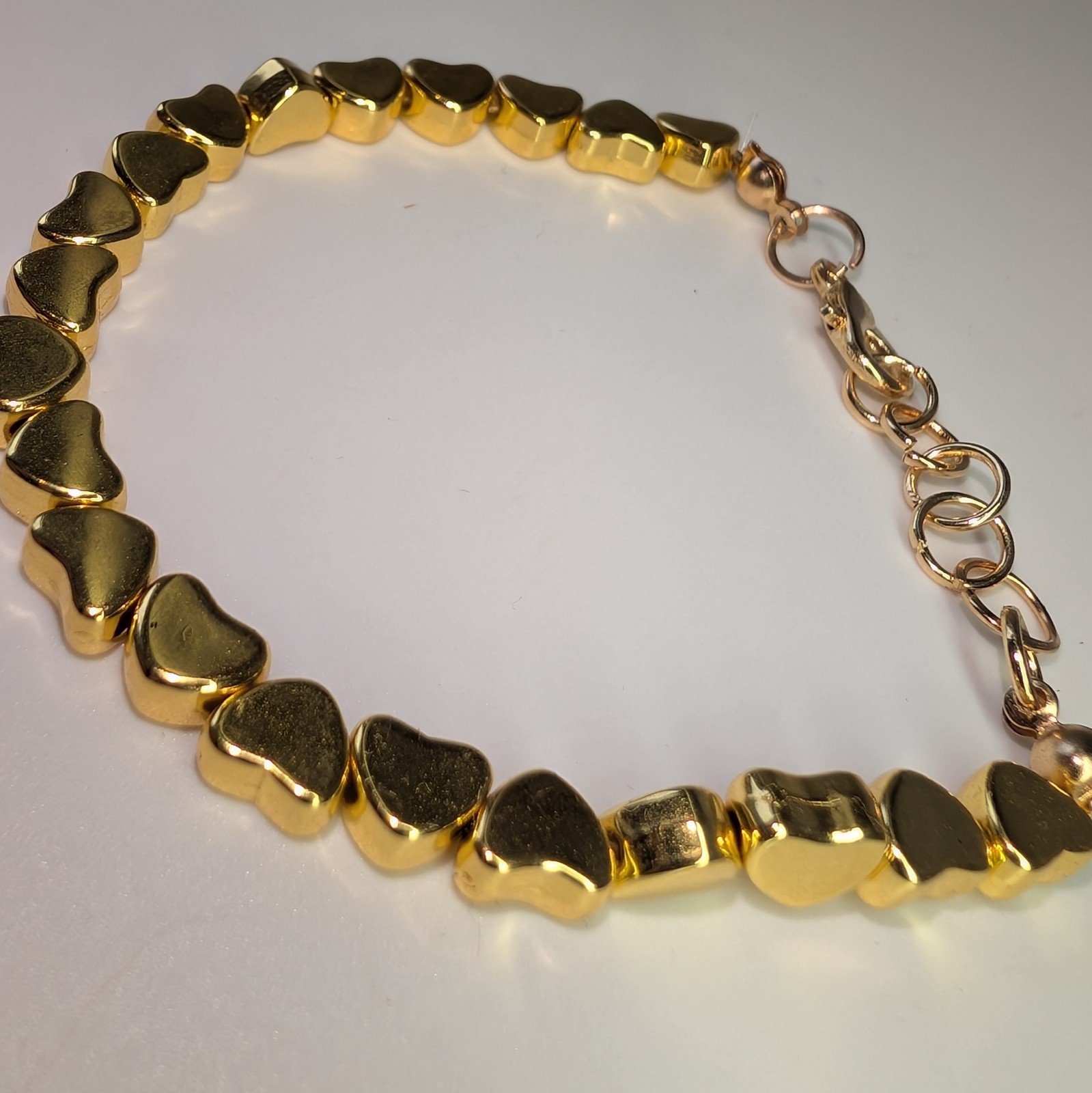 Lot of 3 Gold Tone Bracelets with Star Heart And Geometric Beads, Lobster Clasp