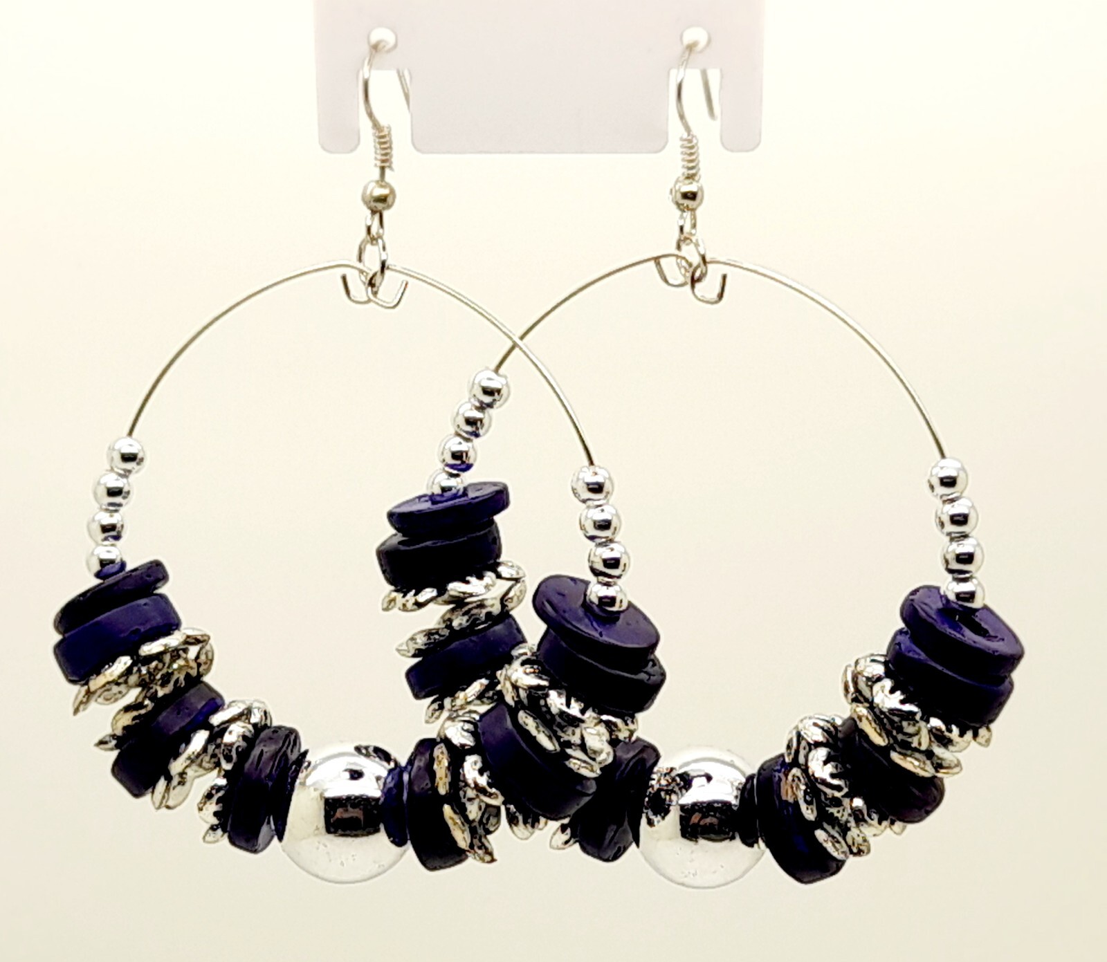 Winter color purple Wood &silver Bead drop/Chandelier fashion jewelry Earrings