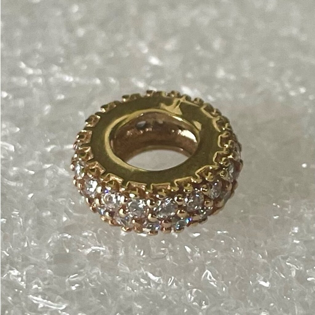 Authentic Pandora 14k Solid Yellow Gold Whit Clear CZ Spacer Charm