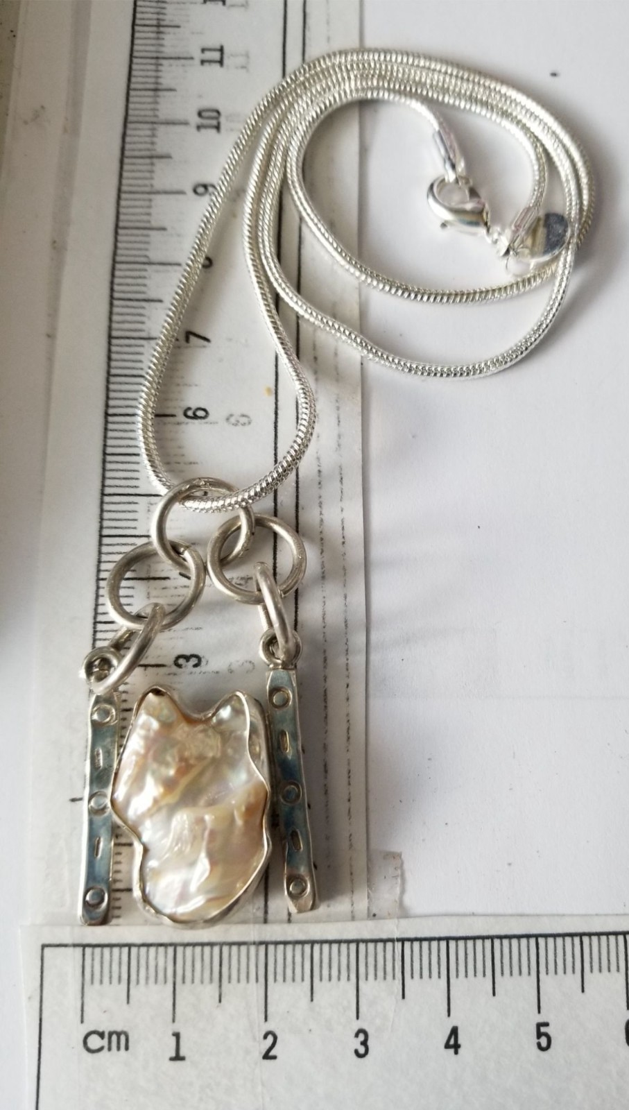Necklace Baroque Pearls 2.5 cm x 1.5 cm 18″ Chain 13.1 gr Pendant 5 cm x 3 cm