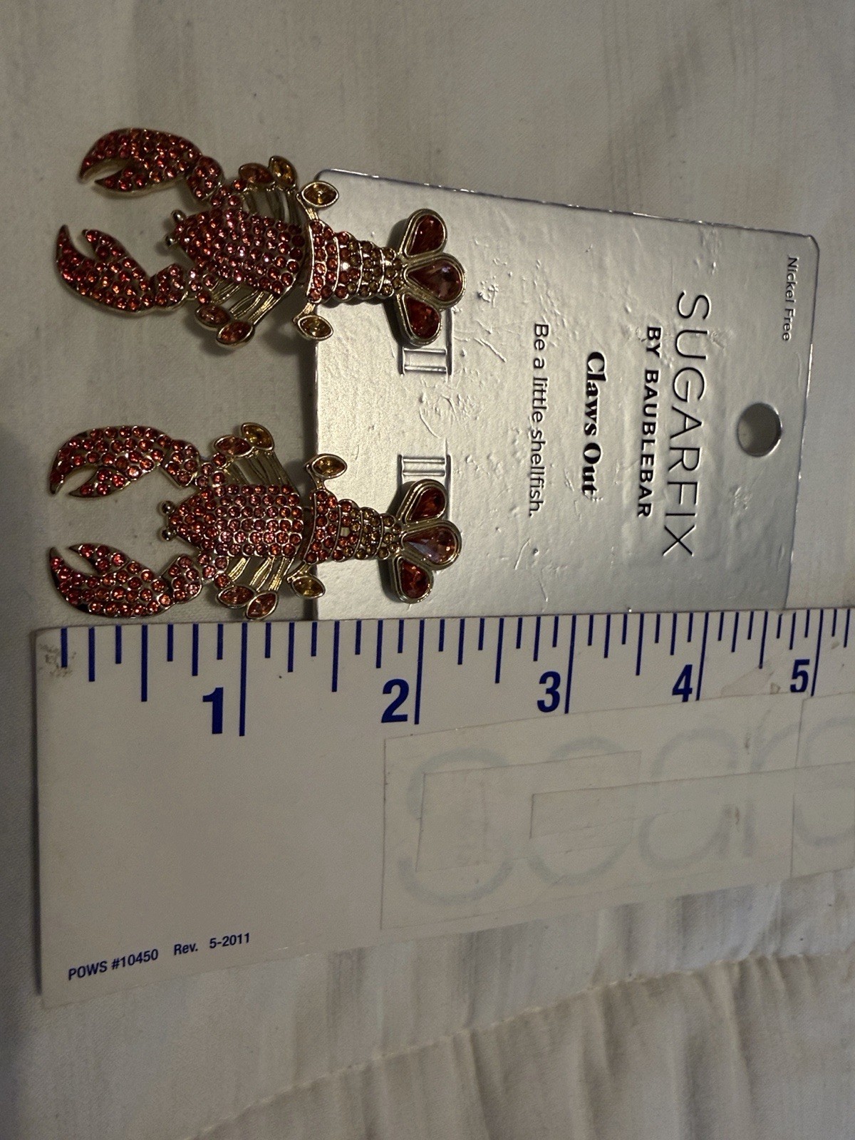 SUGARFIX by BaubleBar Claws Out Lobster Stud Earrings Red/Gold Crystal Pavé