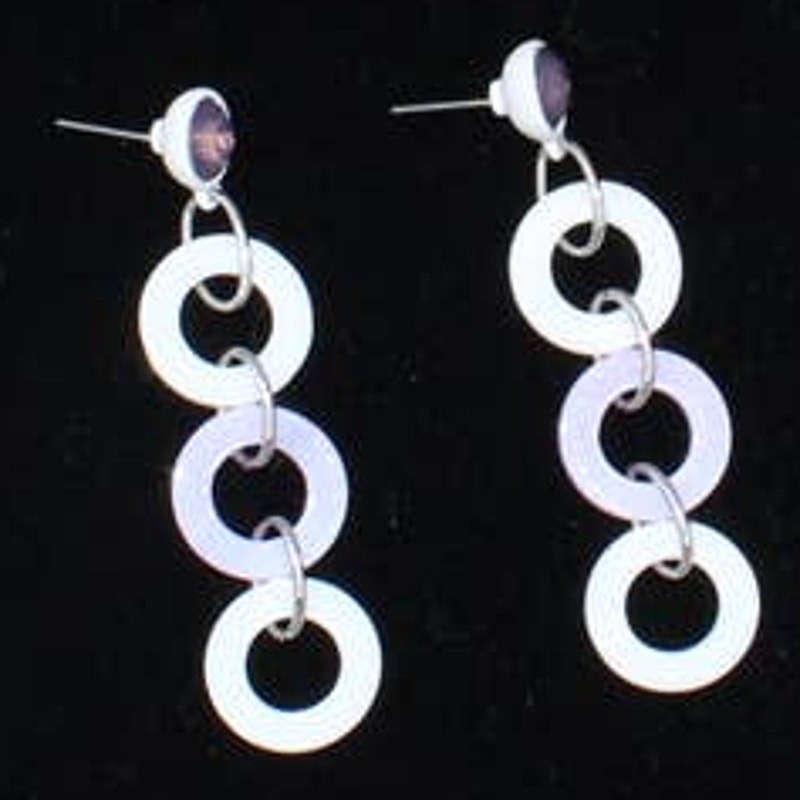 Silver Crystal White Purple Lavender Dangle Post Fashion Earrings ~ NEW