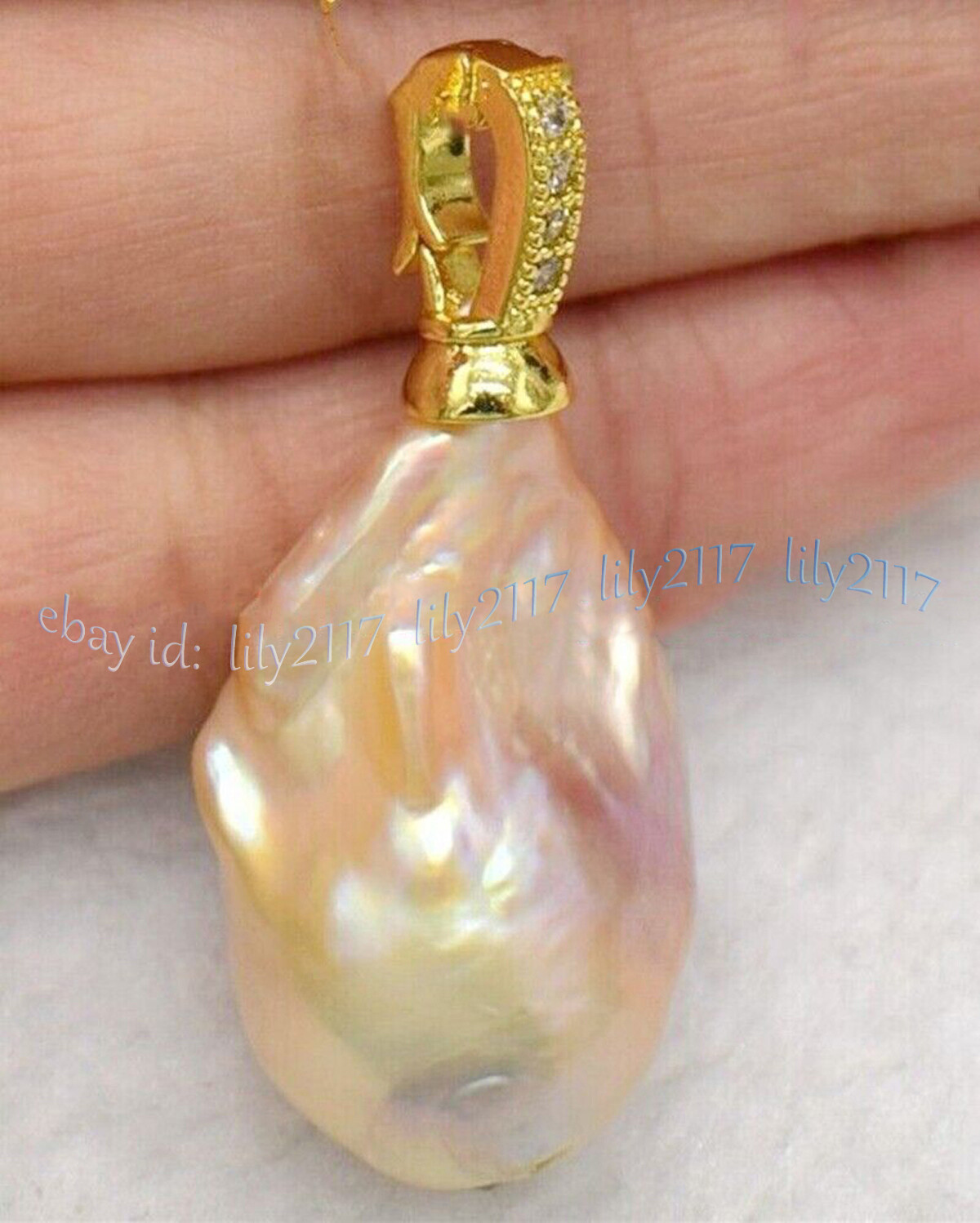 Huge 15x20mm Real Natural Multicolor Keshi Baroque Pearl Pendant 14K Gold Plated
