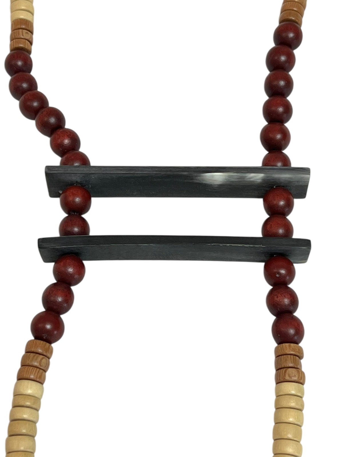 INK+ALLOY Long Beaded Necklace Women Boho Wood Heishi Bar Statement Pendant
