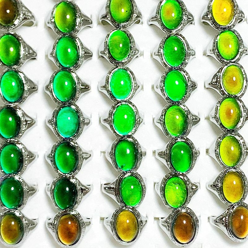 Wholesale 30pcs Oval Vintage Mood Rings Bulk Women Change Color Finger Jewelry
