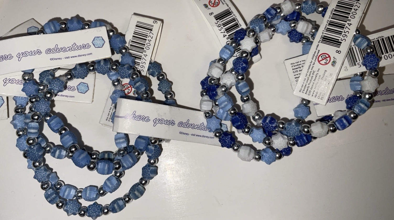 NWT Lot 28 Disney Frozen Olaf Snowflakes TRRTLZ Friendship Bracelets Blue White