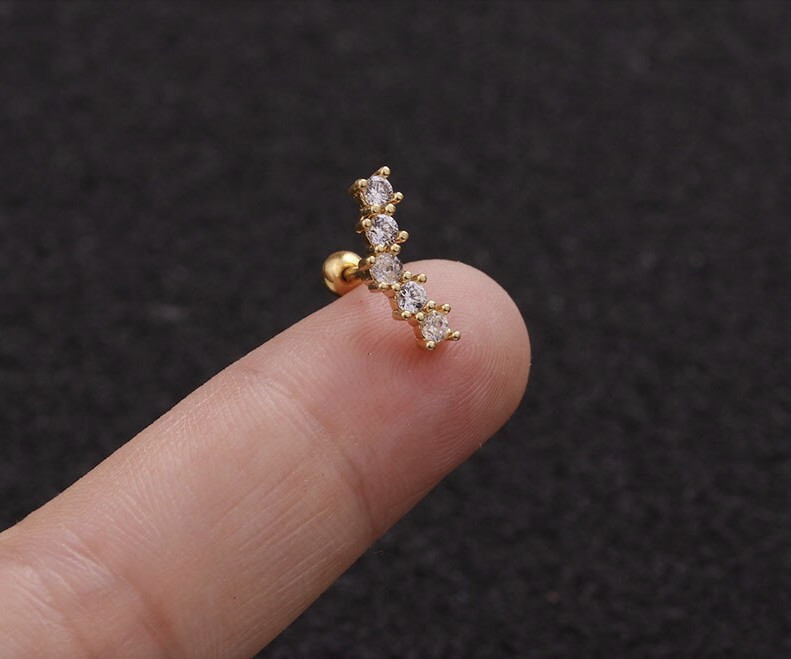 Beautiful Gold Silver Rose Cartilage Helix Conch Earrings Surgical steel B3