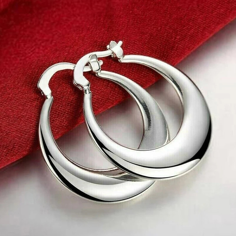 Simple Metal Silver Color/Gold Color Hoop Earrings for Women Versatile