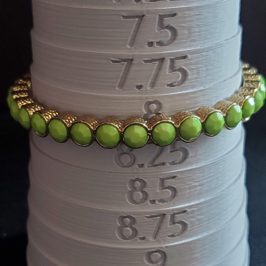 Lilly Pulitzer Gold Tone Green Cabana Stud Bangle Bracelet 8 Inch