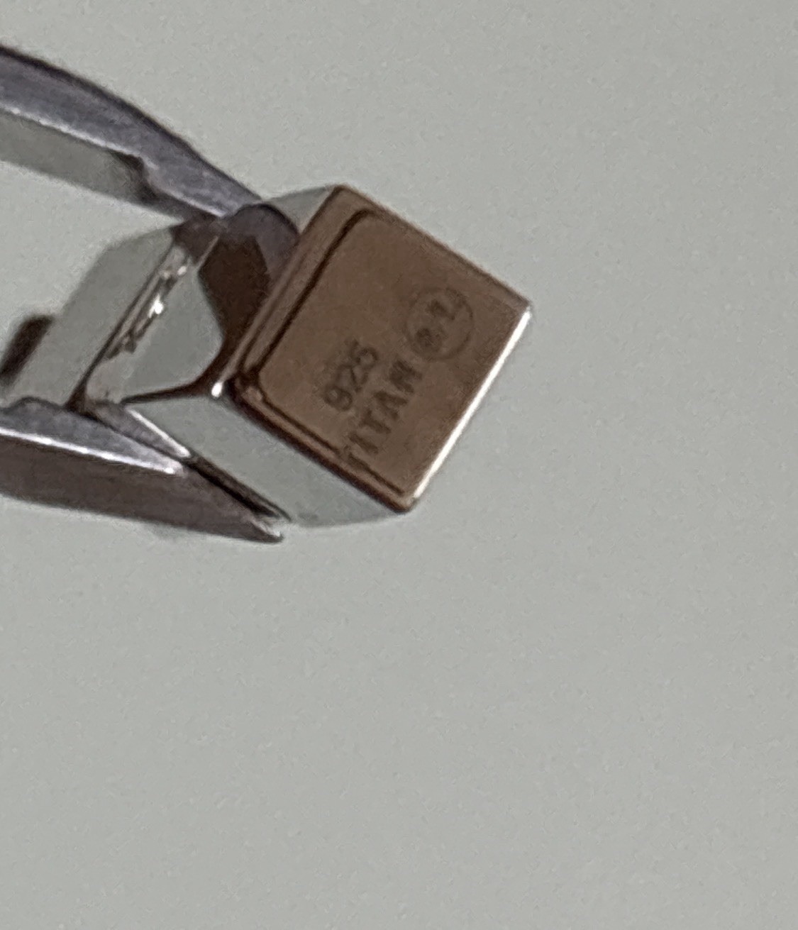 Titanium And Sterling 925 Rectangle Bar Pendant With Small Diamond Accent UNISEX