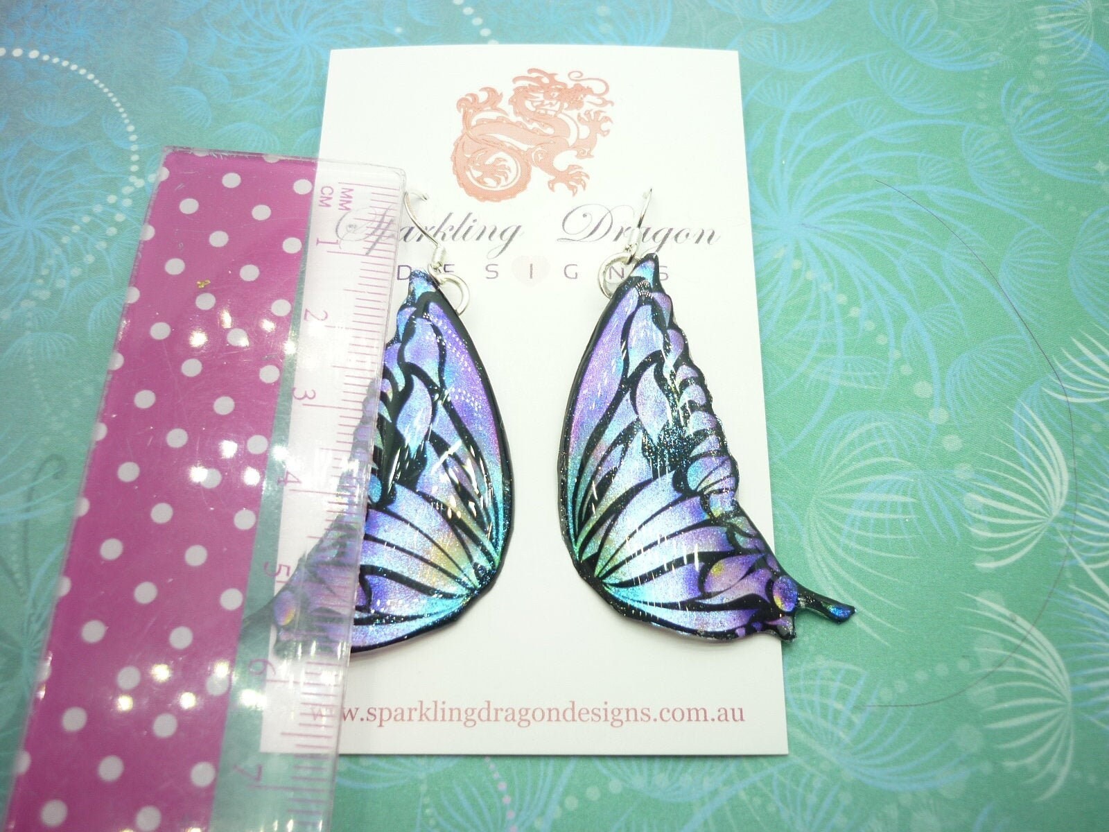 Butterfly Wing Earrings Purple Stained Glass- Fairy Jewellery, Fun Gift for her