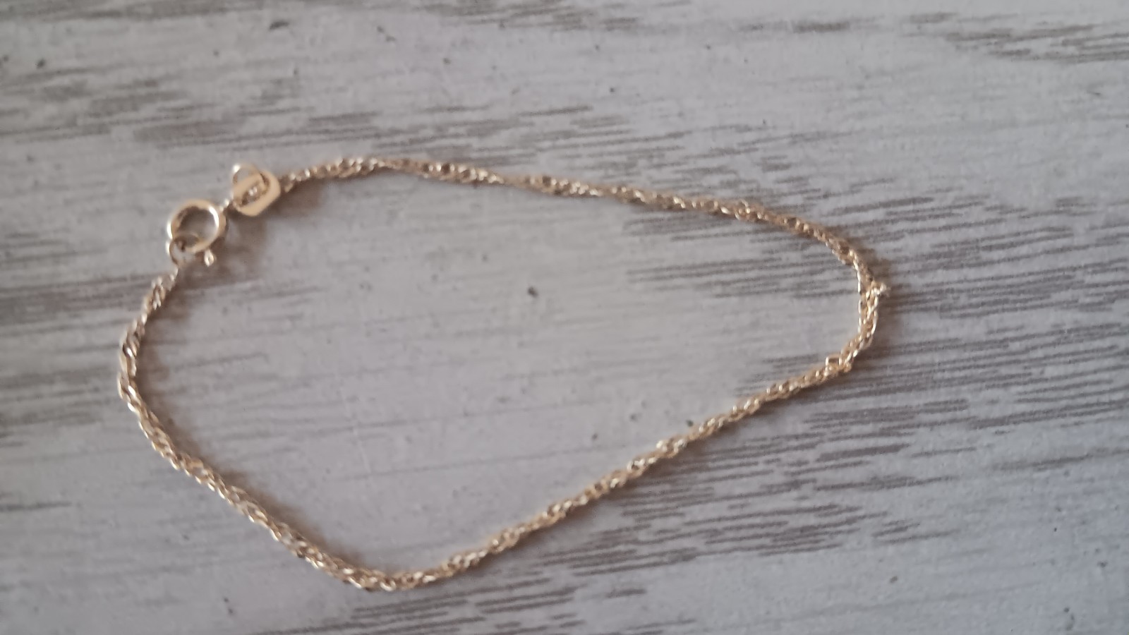 10k Gold Rope Chain Bracelet Spring Ring Clasp Closure, Chain Style