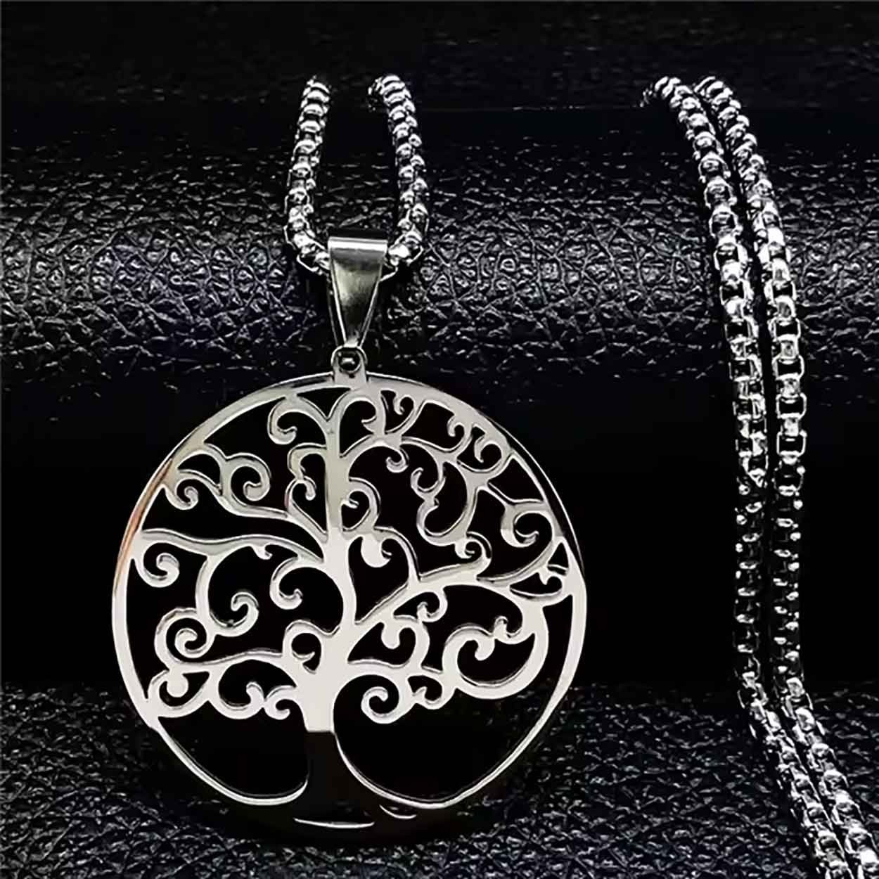 Tree of Life Stainless Steel Pendant Chain Necklace Silver Gold Color Women Men