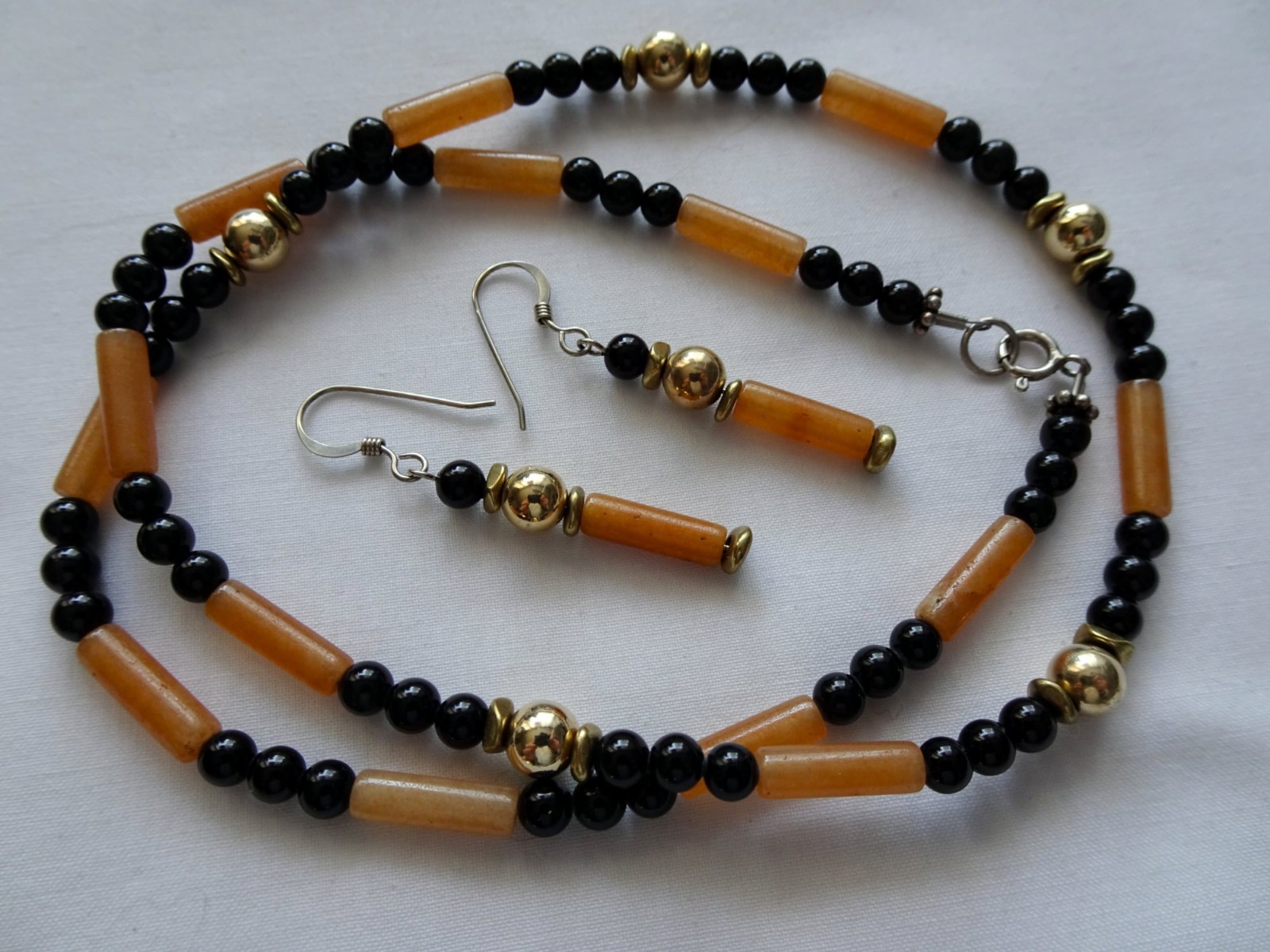 19 134″ Hand Crafted Neck & Earring Set Aventurine Other Beads SS Clasp NS28 DNG