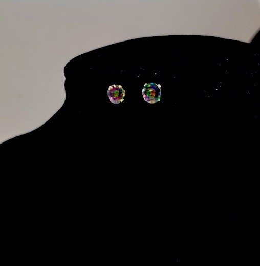 Round Multicolor mystic topaz earrings 14k Studs 6mm each round cut