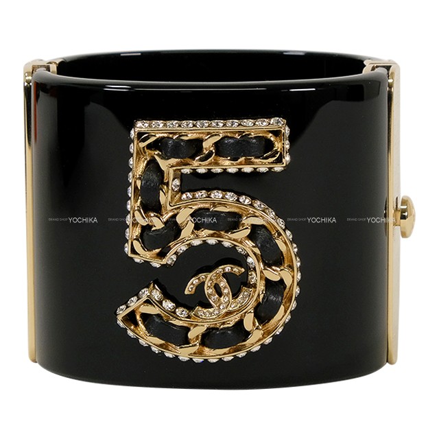 CHANEL No.5 COCO Mark rhinestone Noir (Black) Champagne Gold HW bangle[BRAND…