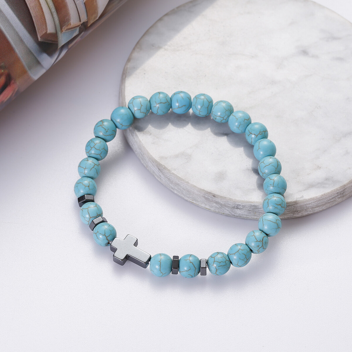 Men Women Lava Obsidian Beads Bracelet Natural Stone Yoga Elastic Bangle Jewelry