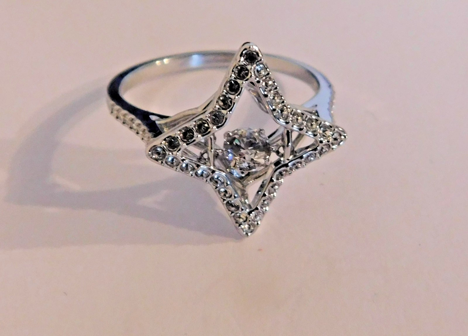 Swarovski Rhodium Plated Sparkling Dance Star Ring Size 58.5 (US 8.5) in Box