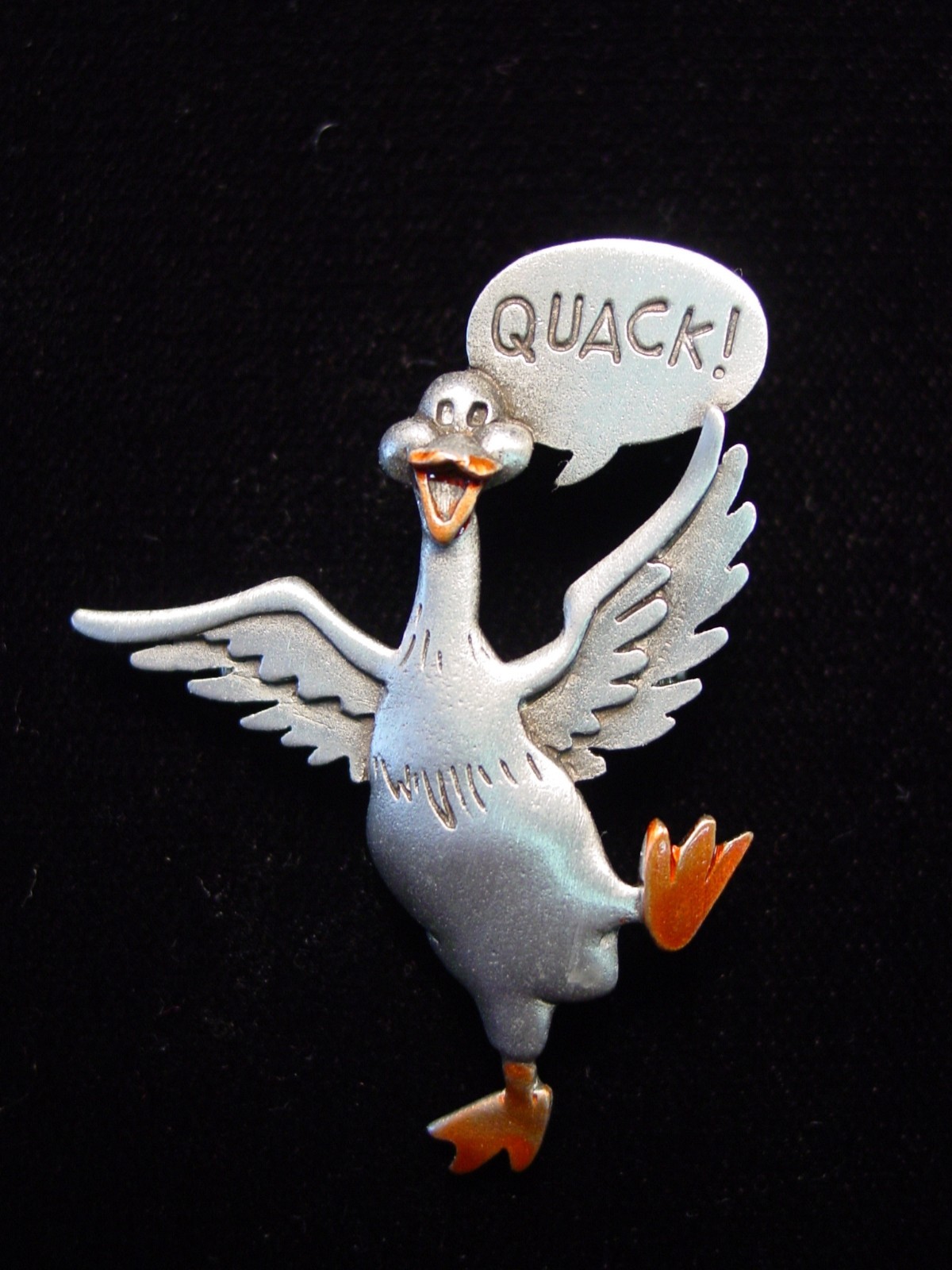 “JJ” Jonette Jewelry Silver Pewter ‘QUACK Duck’ Pin