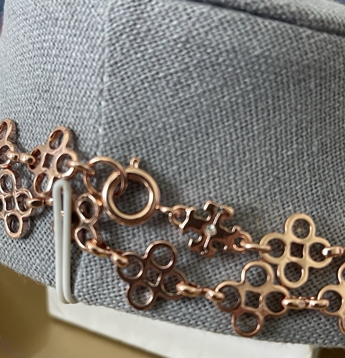 Tory Burch Mini Clover Necklace Rose Gold Length 32” New w Tags + Dust Bag