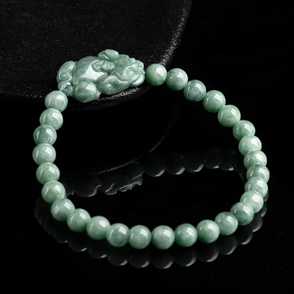Real Grade A 100% Natural Green Jade Jadeite Men Women Lucky Pixiu Beads