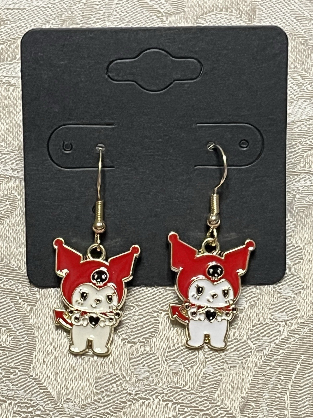 Kuromi Heart Love Cupid Silver Charm Drop Dangle Fun Boho Hello Kitty Earrings