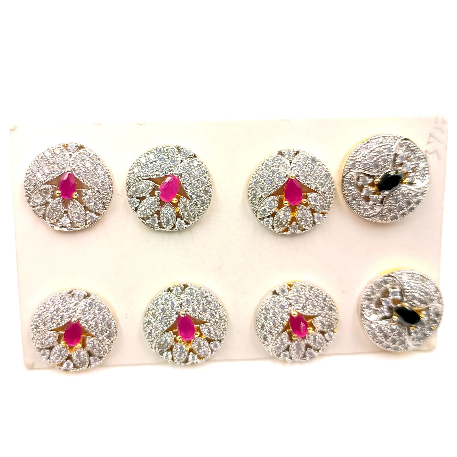 Ruby & Black Onyx CZ Stud Earrings 22k Gold Plated Traditional Indian Jewelry