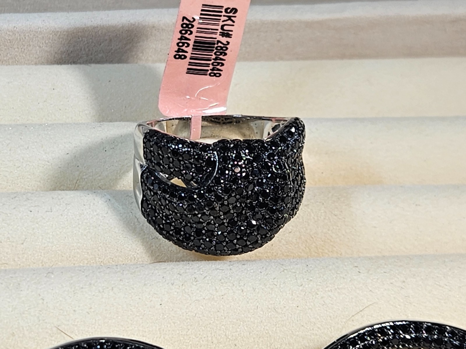BLACK SPINEL RING AND EARRINGS SET STERLING SZ 9.75