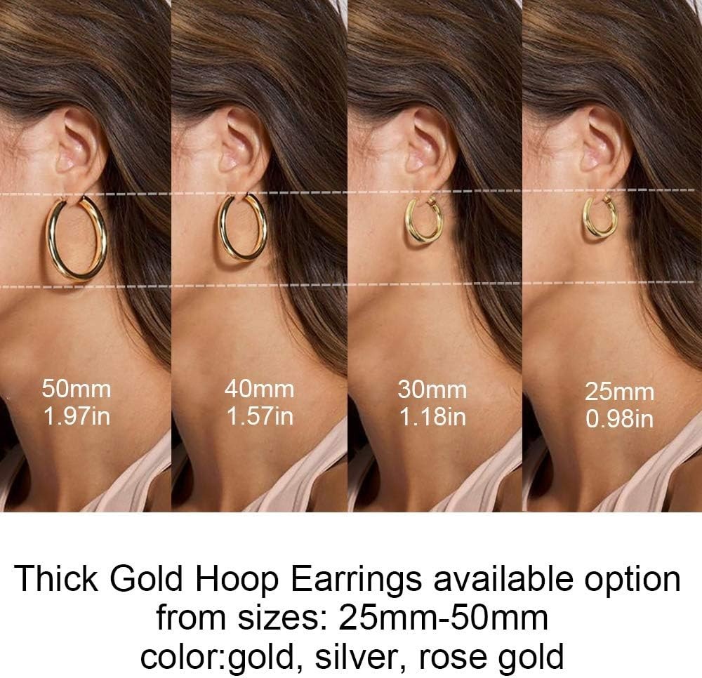 Lightweight 14K Gold Plated Thick Hoop Earrings – Perfect for Everyday Wear