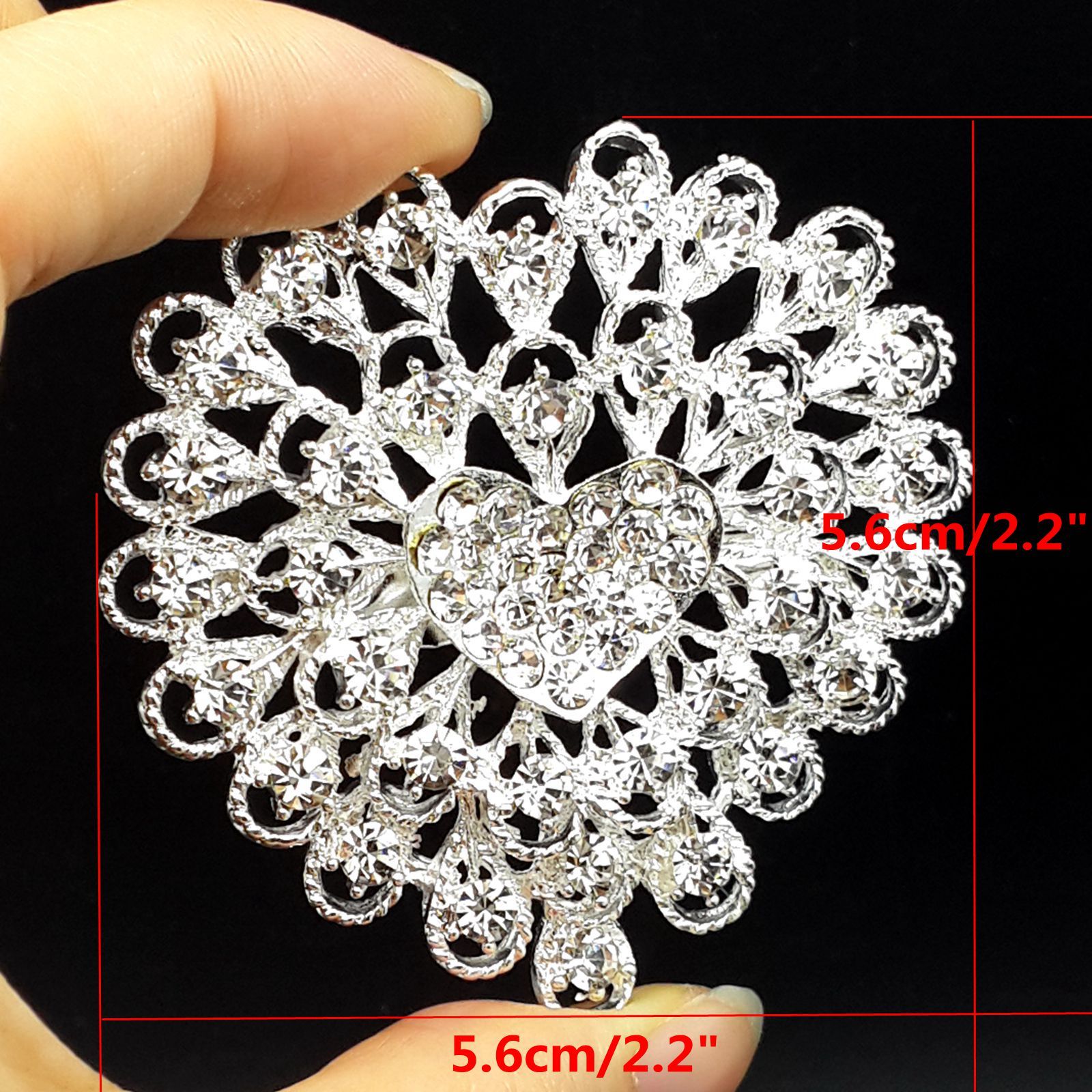 Lot32 Bulk Alloy Silver Rhinestone Crystal Flower Brooches Pins DIY Bouquet
