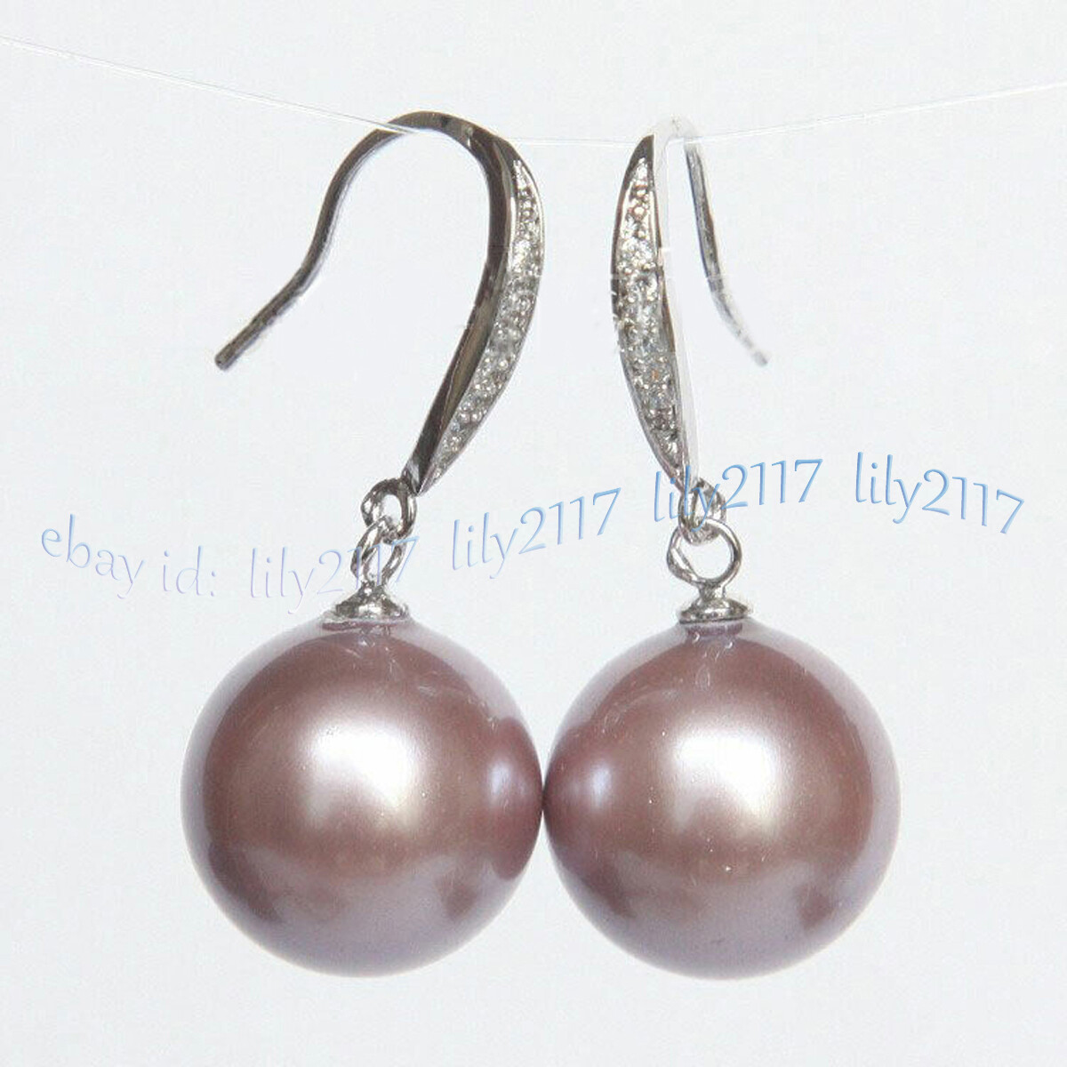 8-16mm Multicolor South Sea Shell Pearl Round Beads Dangle Silver Hook Earrings