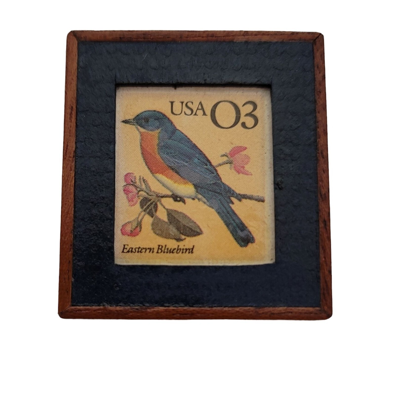 USA 3 Cent Bird Stamp Wood Frame Pin, JJS Postage Due ’92 E878