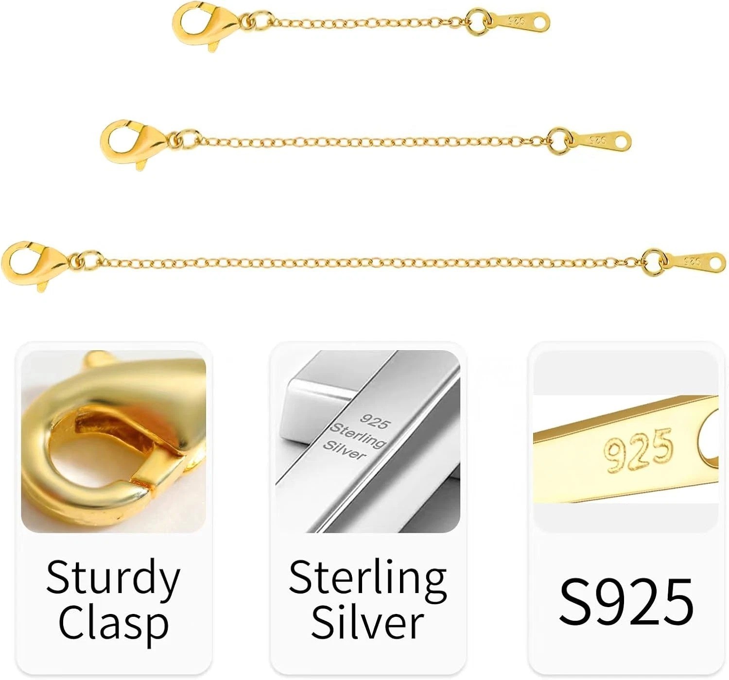 Gold Necklace Extenders – 14k Gold Plated Extender Chain – Chain Extenders Fo…