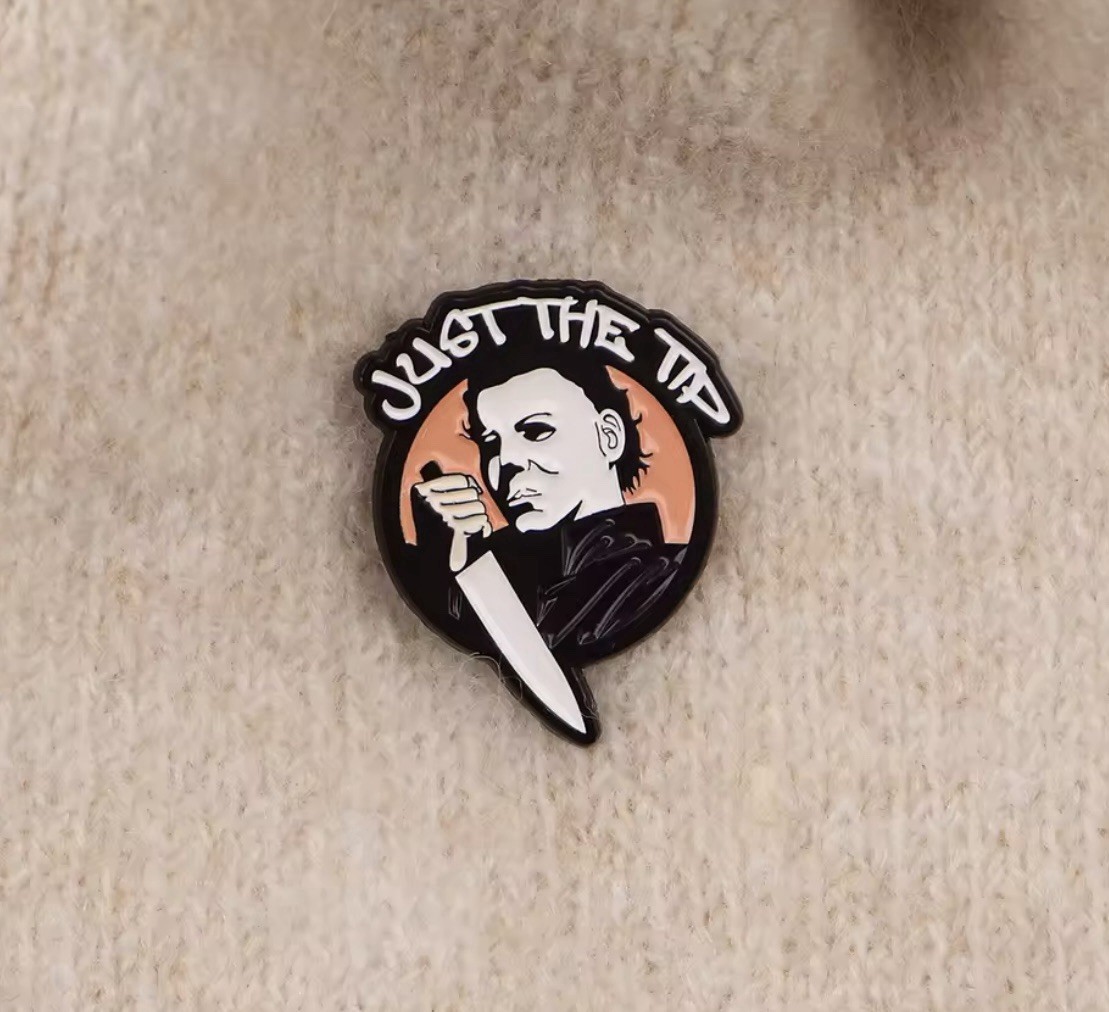 Horror Pin Just The Tip Style Pin 1pc Scary Fun Pin Rubber Backer FREE SHIPPING