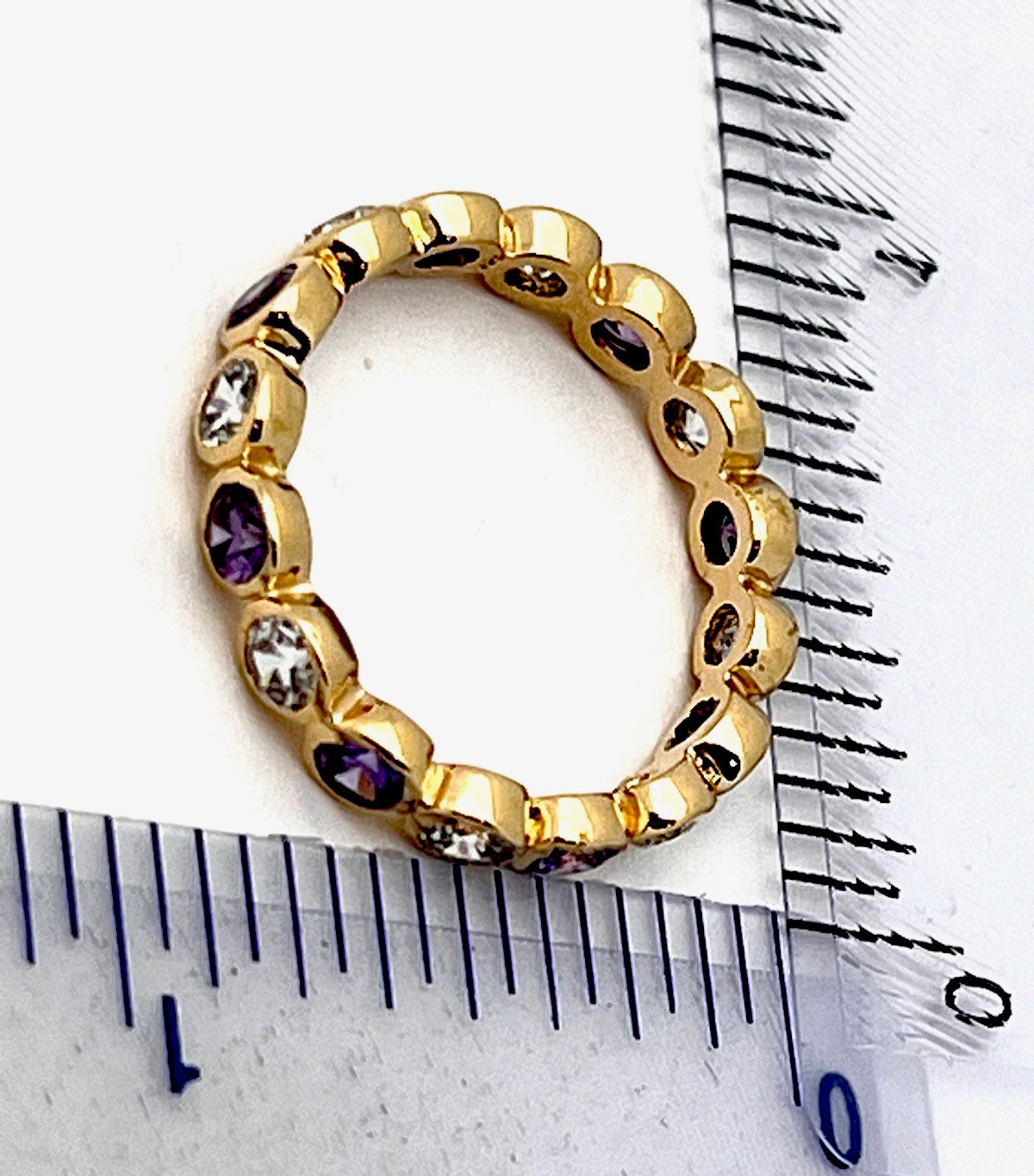 DaneCraft 24KT Gold Over 925 Sterling 16 Purple/Clear CZ Band Ring Size 7