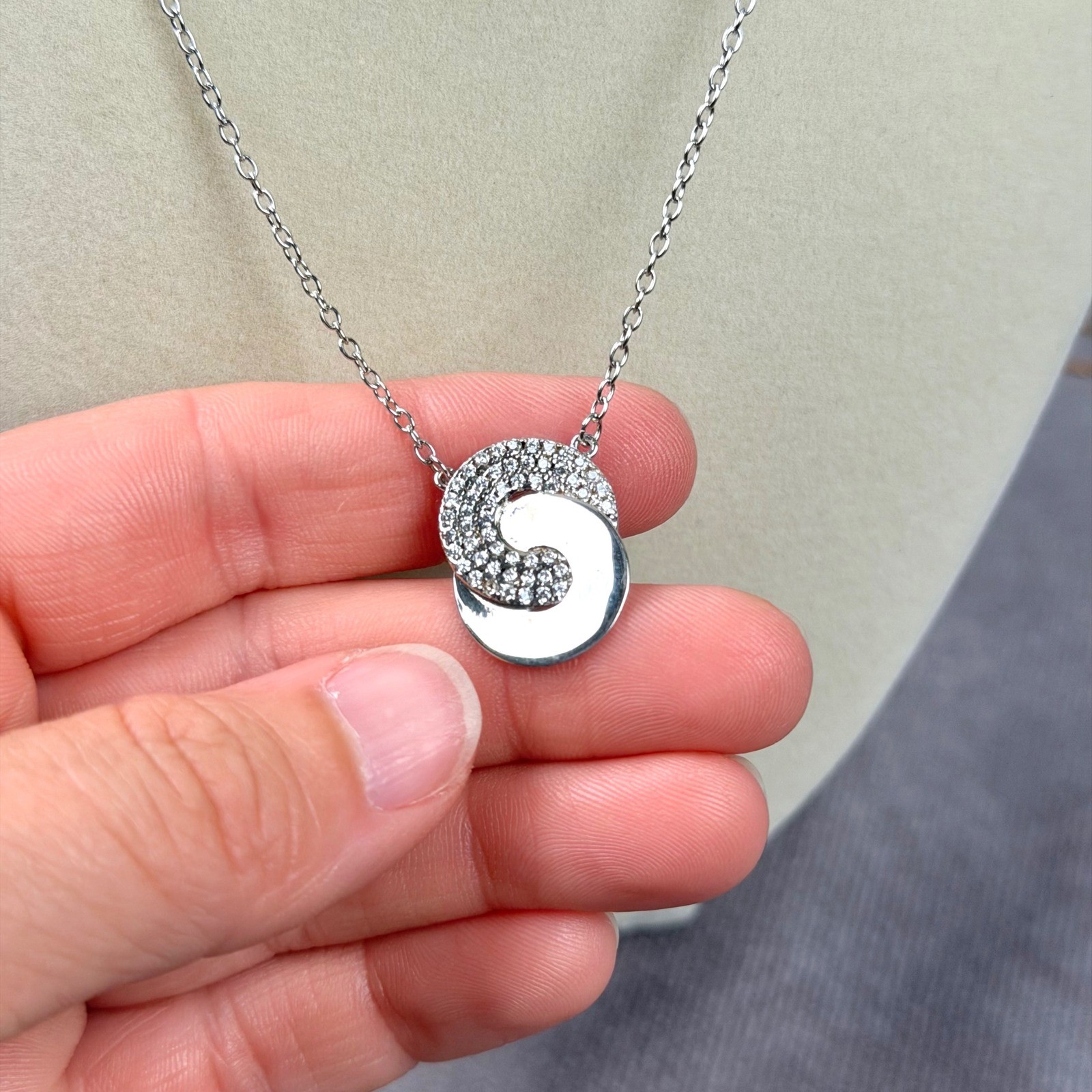 Freida Rothman Sterling Silver Pave Cubic Zirconia Interlocking Circle Necklace