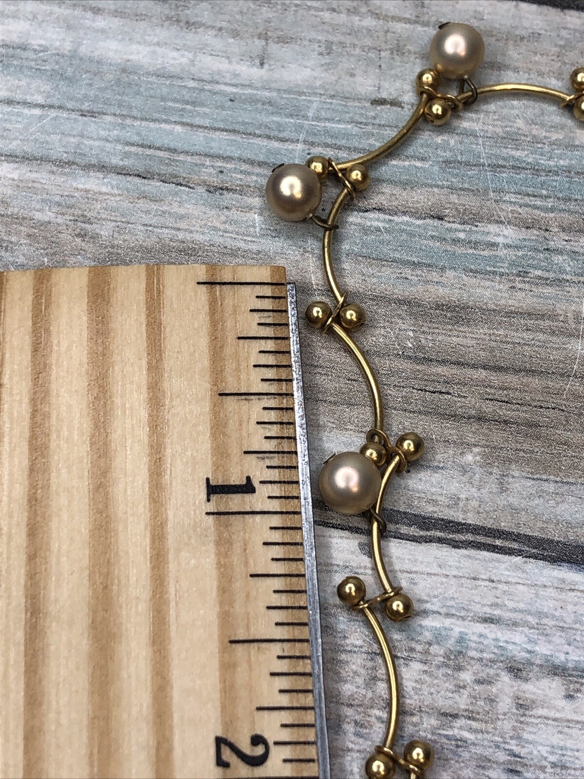 Carolee Bar Bell Necklace Pearl Gold Tone Choker 15″