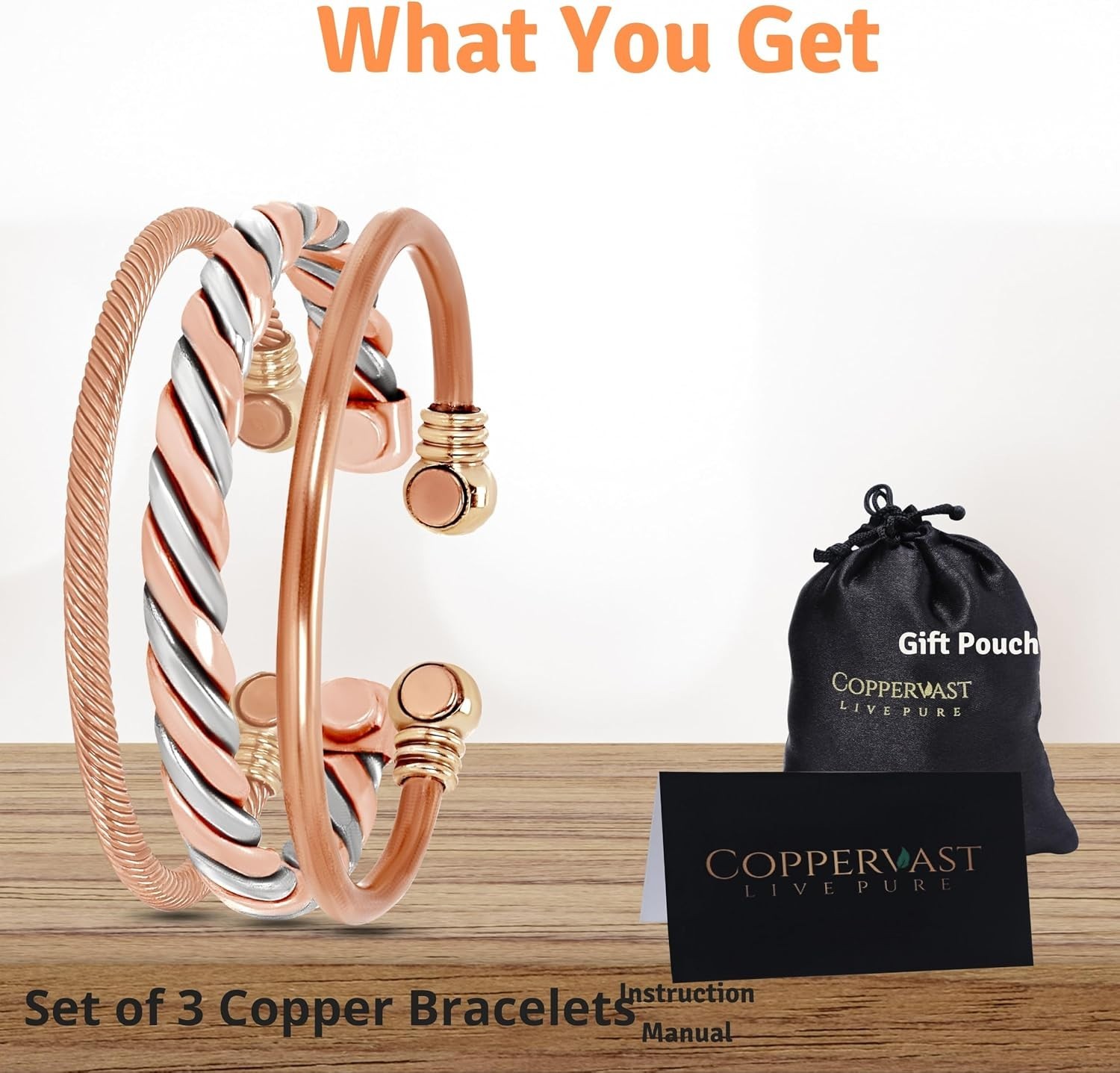 Elegant 3-Piece Copper Bracelet Set – Timeless Gift for Any Occasion