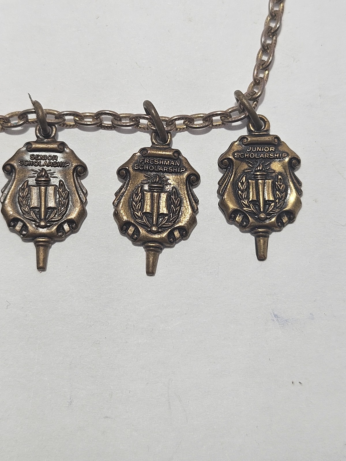 Vintage Jostens Academic Achievement Charm Necklace 9 Charms Scholarship