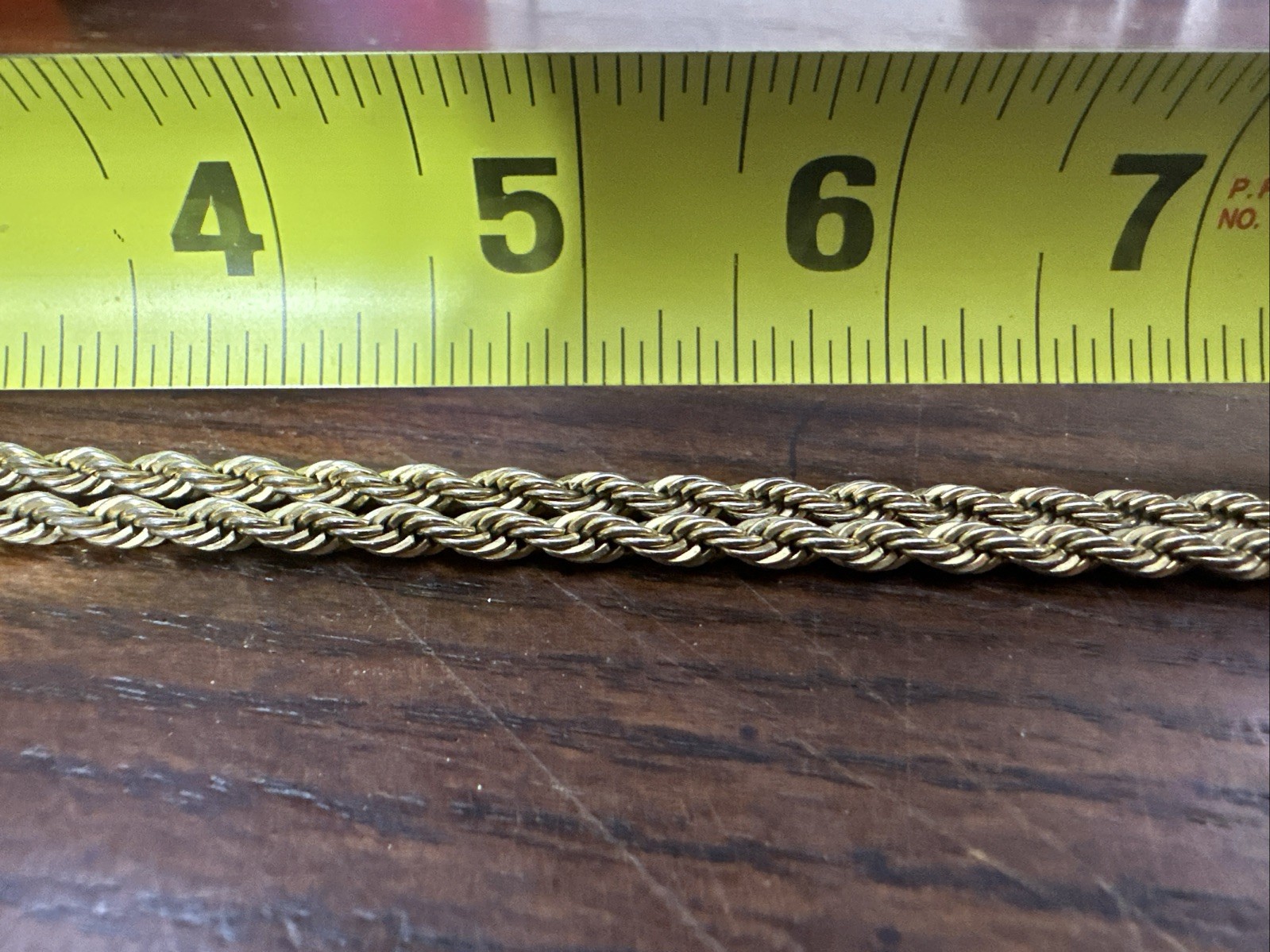 20 Inch Gold plated Rope Chain Necklace No Makers Mark Or Clasp (1)
