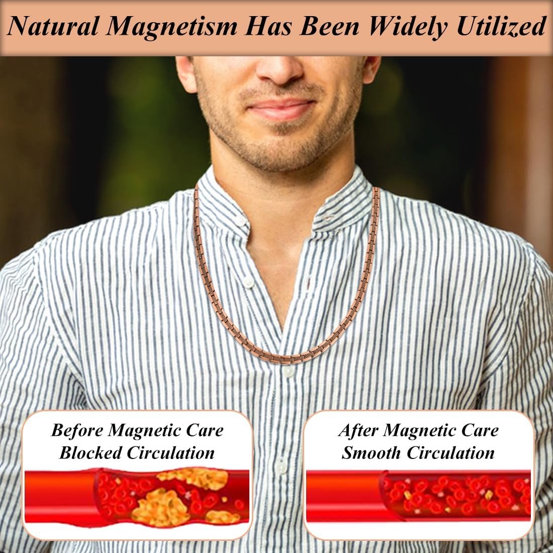 Vicmag Copper Magnetic Necklace for Women Men – Ultra Strength Magnets-99.9% Sol