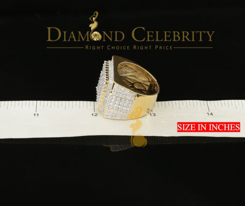 Yellow Silver 12.0ct Cubic Zirconia Square Men Adjustable Ring From SZ 9 to 11